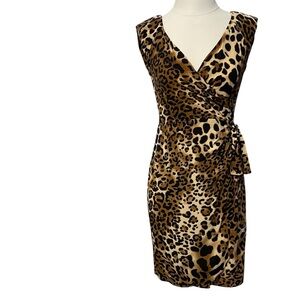 Nanette Lepore Silk Faux Wrap Style Leopard Cheetah Print Dress